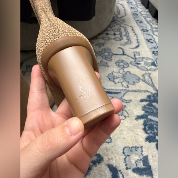 COSY ISLAND BelleVoyage Block Heel Pointed Toe Sock Ankle Booties Boots Apricot - Picture 8 of 10